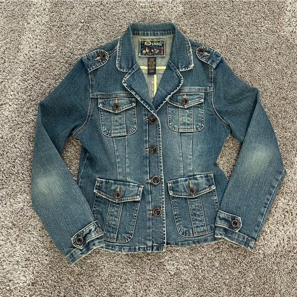 Star Jackets & Blazers - Star Jeans Women’s Cotton Blend Distressed Denim Jean Jacket Y2K Size Medium